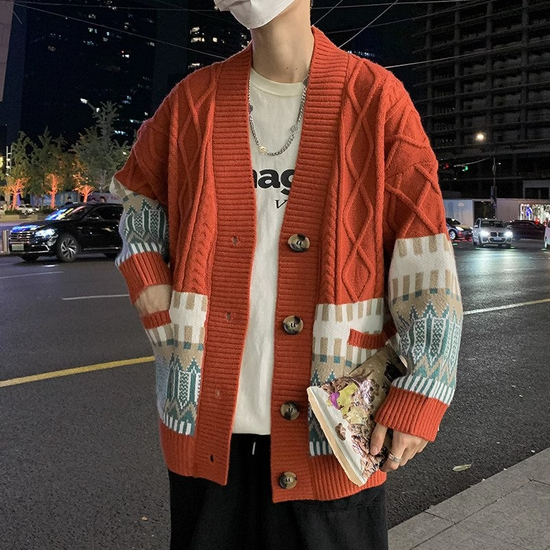 Herren Strickjacke mit modernen Mustern und praktischen Taschen Drune