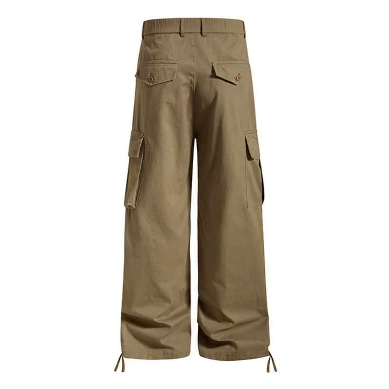 Damen weite Cargo-Hose im Utility-Stil mit Multifunktions-Taschen und Saum-Tunnelzug Drune
