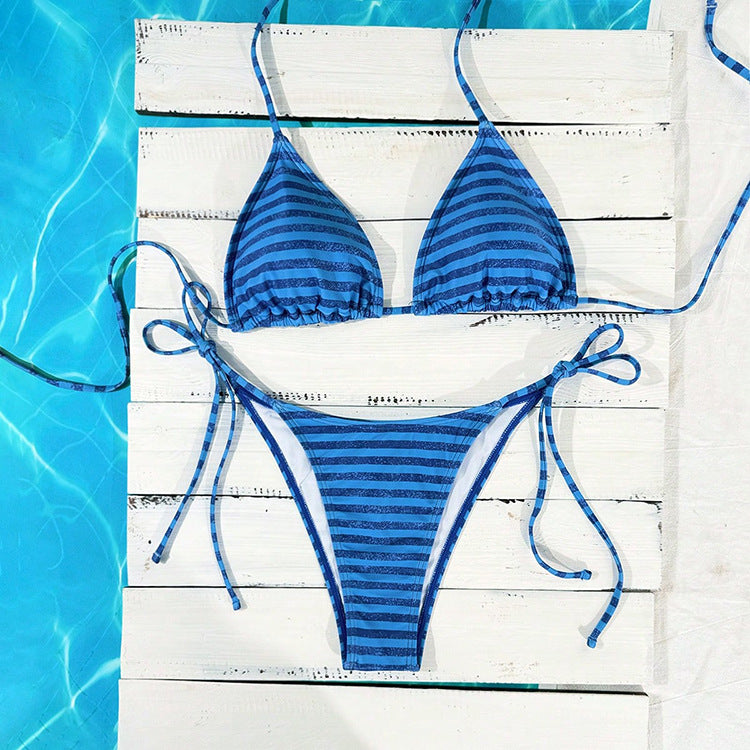 Damen Triangel-Bikini mit verspieltem Punktenmuster und verstellbarem Bund Drune