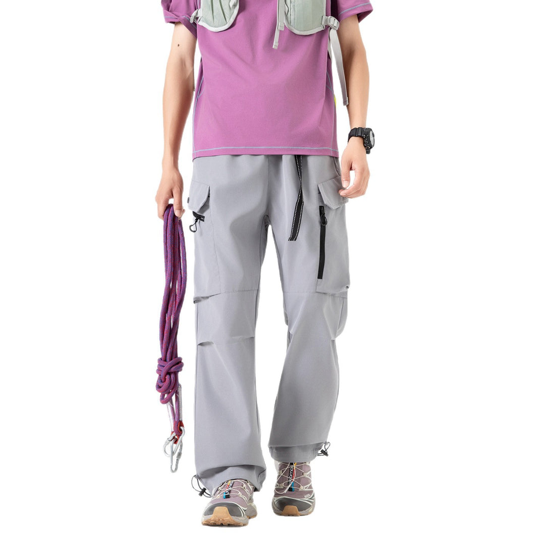 Unisex Weite technische Cargo-Hose mit Multifachtaschen, Tunnelzug und verstellbaren Beinabschlüssen Drune