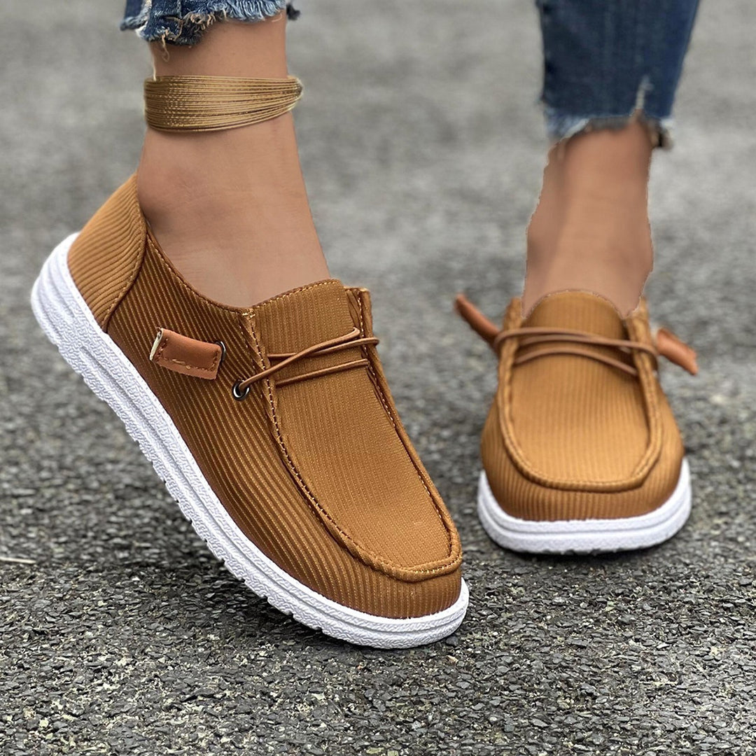 Damen Cordstoff Slipper-Sneaker mit leichter Gummisohle und elastischem Schnürzug Drune