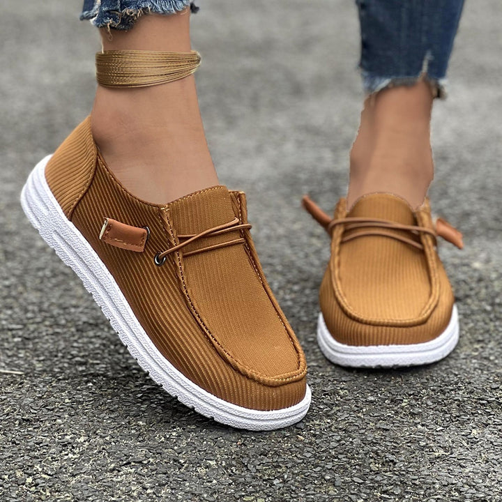 Damen Cordstoff Slipper-Sneaker mit leichter Gummisohle und elastischem Schnürzug Drune
