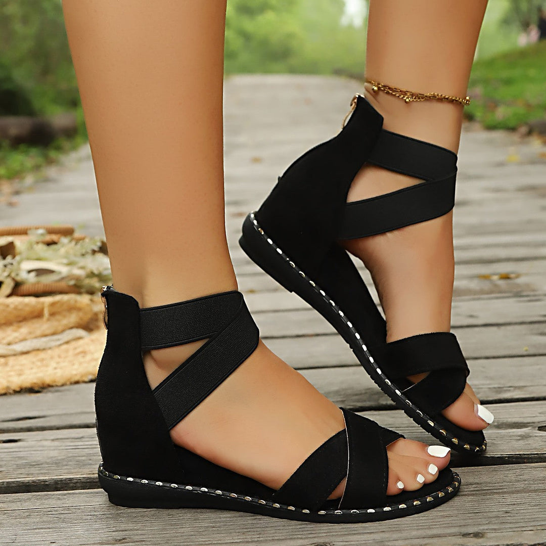 Damen Sandalen mit geflochtenen Riemen und elastischem Fersenbereich Drune