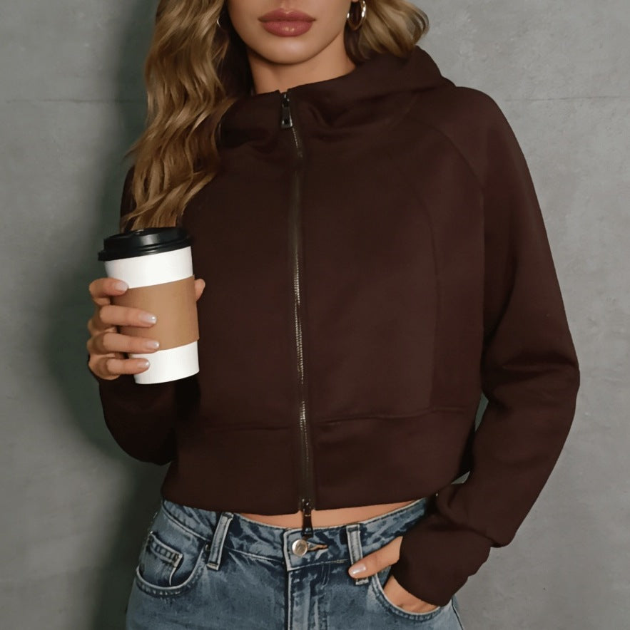 Damen sportliche und modische Jacke mit Kapuze Drune