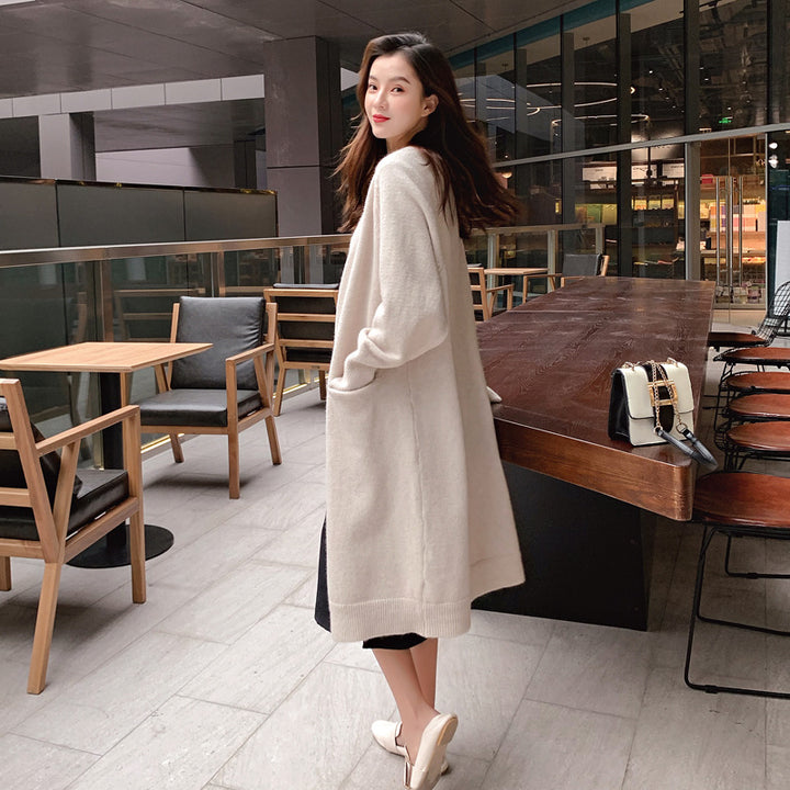 Damen Lässige Strickjacke mit tiefen Taschen und offenem Schnitt Drune