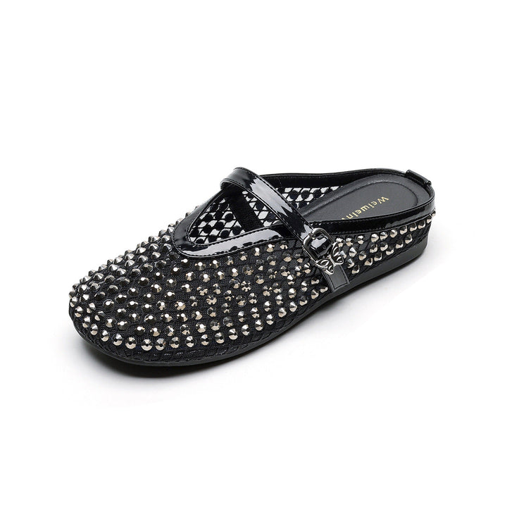 Damen Clogs mit funkelndem Strass und modischem Riemen Drune