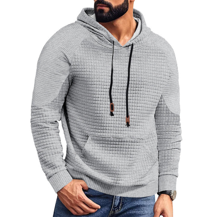 Herren nan gequilteter Kapuzenpullover mit quadratischer Struktur und Kängurutasche Drune