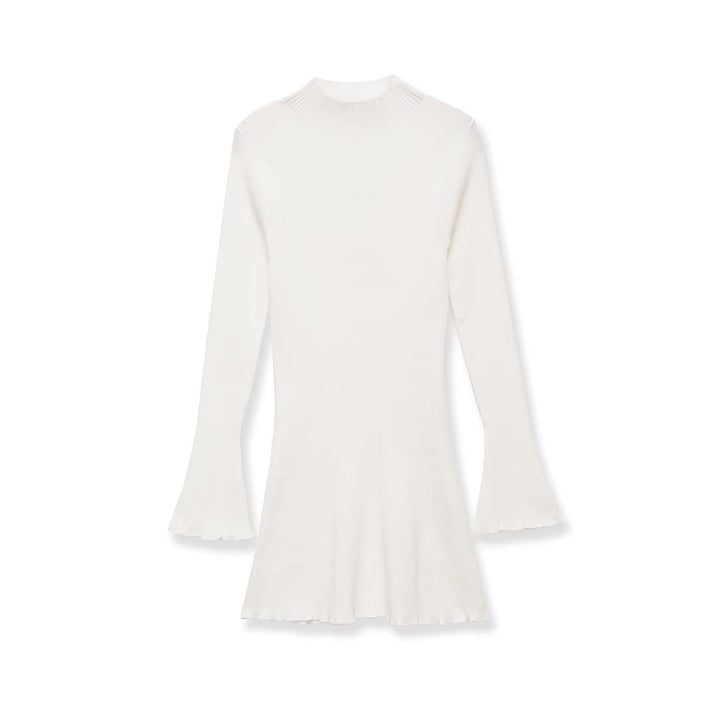 Damen Figurumschmeichelndes Rippstrickkleid mit Trompetenärmeln Drune