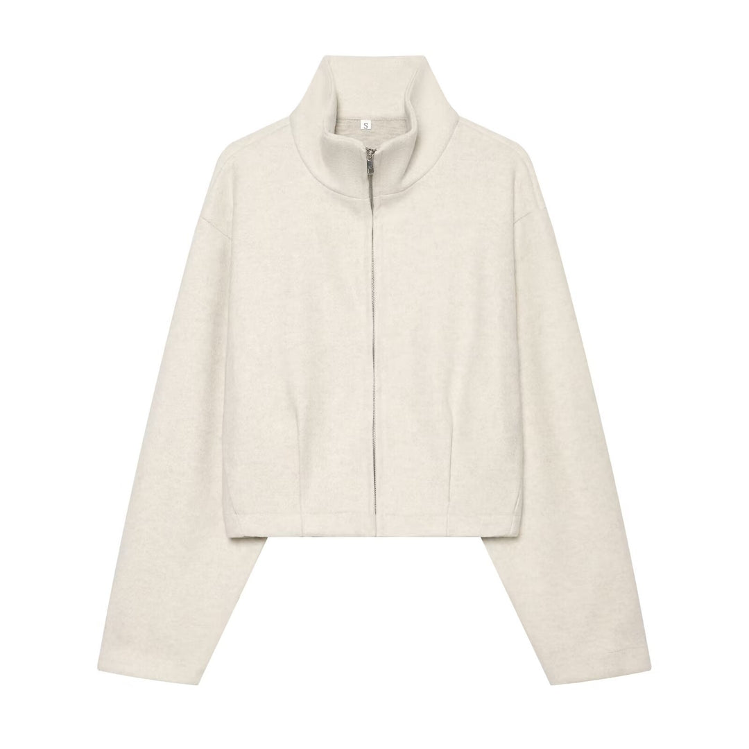 Damen Lässiges Lounge-Set mit Stehkragen-Zipjacke und weitem Sweatpants Drune