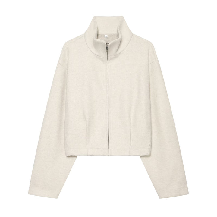 Damen Lässiges Lounge-Set mit Stehkragen-Zipjacke und weitem Sweatpants Drune