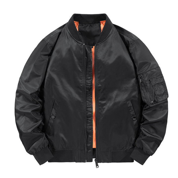 Herren Nylon‑Bomberjacke im Fliegerstil mit Ärmeltasche und Rippbündchen Drune
