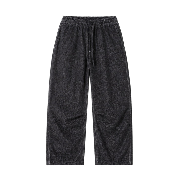 Damen Locker geschnittene Cropped-Hose mit hohem elastischem Bund und Kordelzug aus strukturierter Leinenmischung Drune