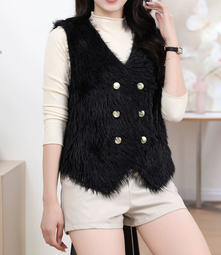 Damen Flauschige Strickweste Drune