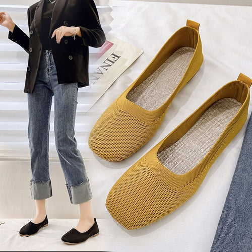 Damen Bequeme Slip-On Ballerinas mit atmungsaktiver Obermaterialstruktur Drune