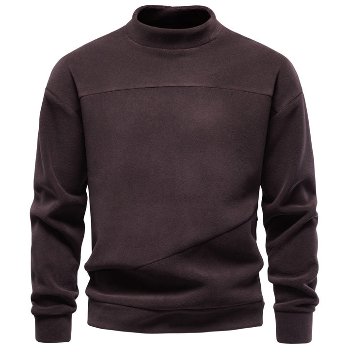 Herren Kuscheliger Microfleece Pullover mit Stehkragen und schrägen Ziernähten Drune