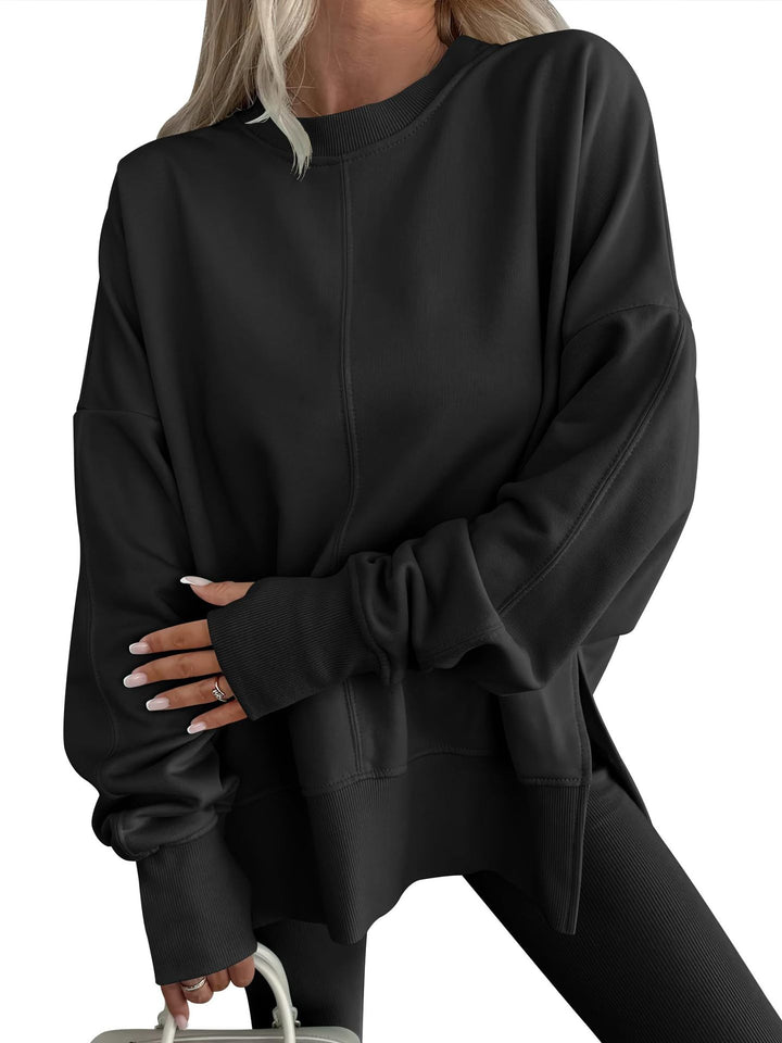 Damen Oversize-Sweatshirt mit Mittelnähte, Rundhals und überschnittener Schulter Drune