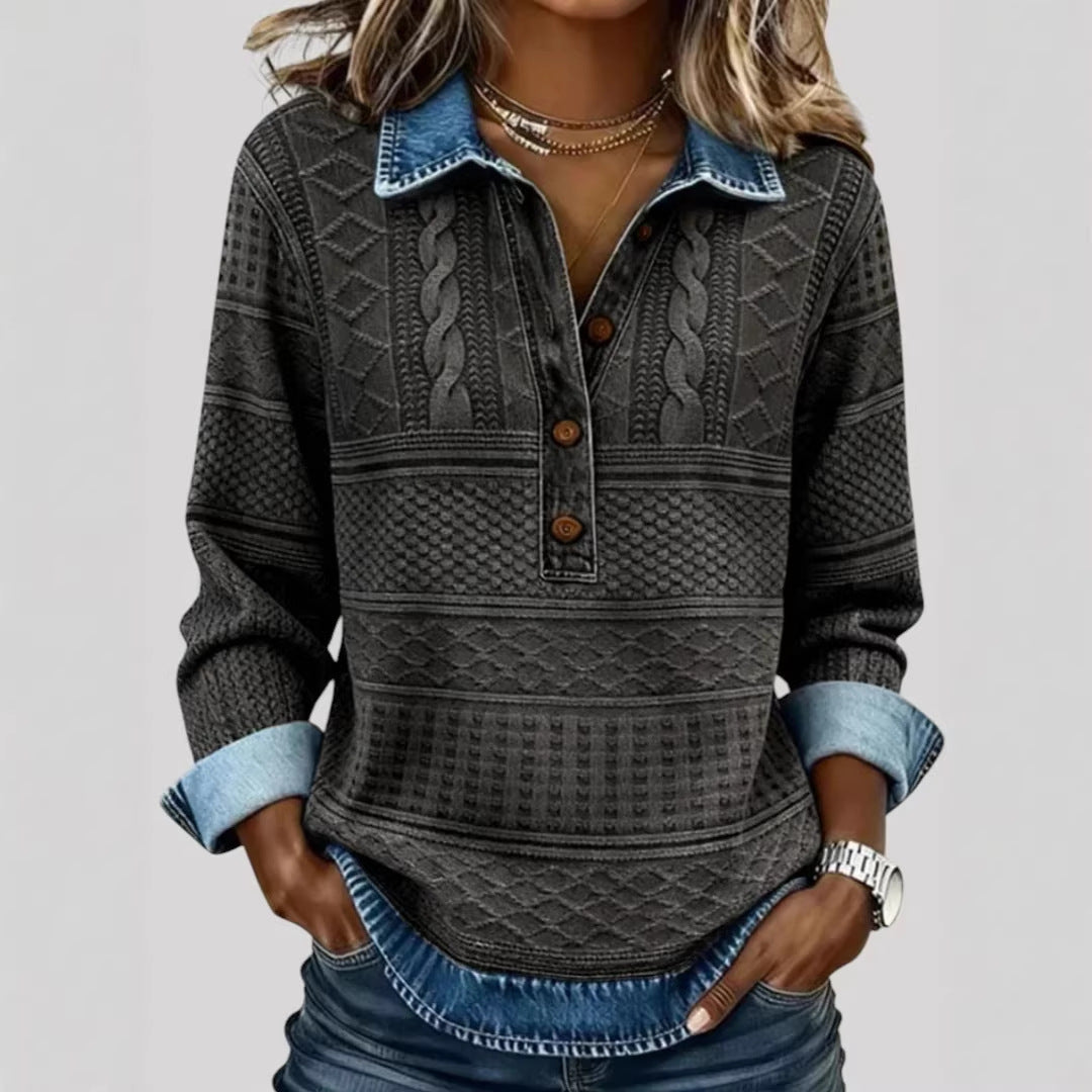 Damen Modischer Pullover mit Knopfverschluss