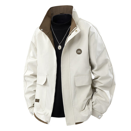 Herren Leichter Urbaner Blouson mit hohem Stehkragen, Kontrastfutter und Pattentaschen Drune