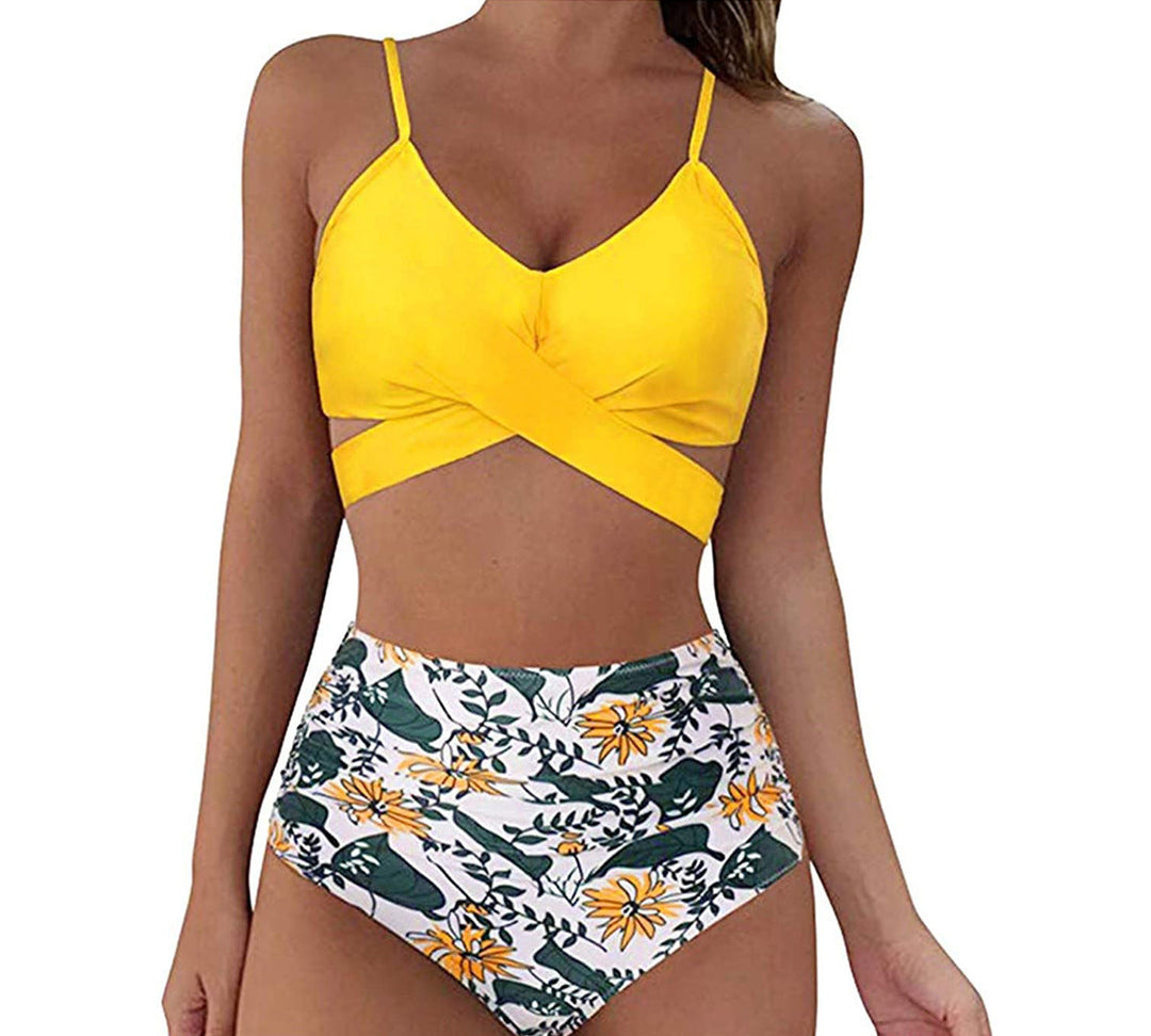 Damen Zweiteilige Bademode mit floralem Muster und Raffung Drune