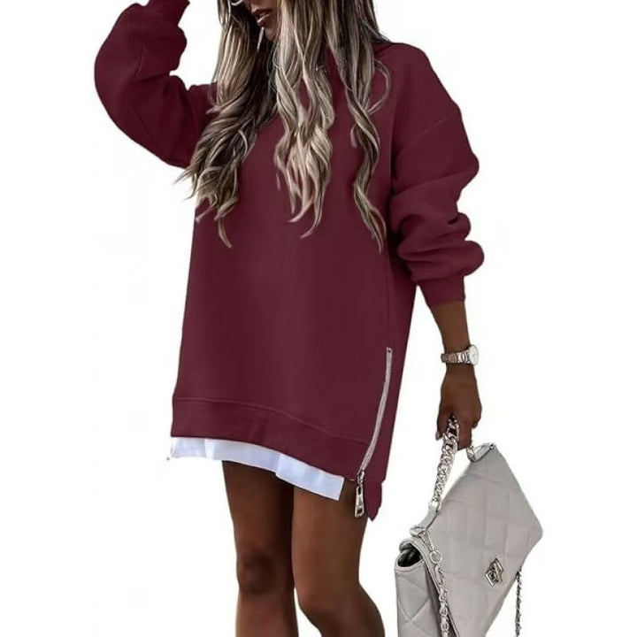 Damen Lässiger Hoodie mit seitlichem Reißverschluss Drune