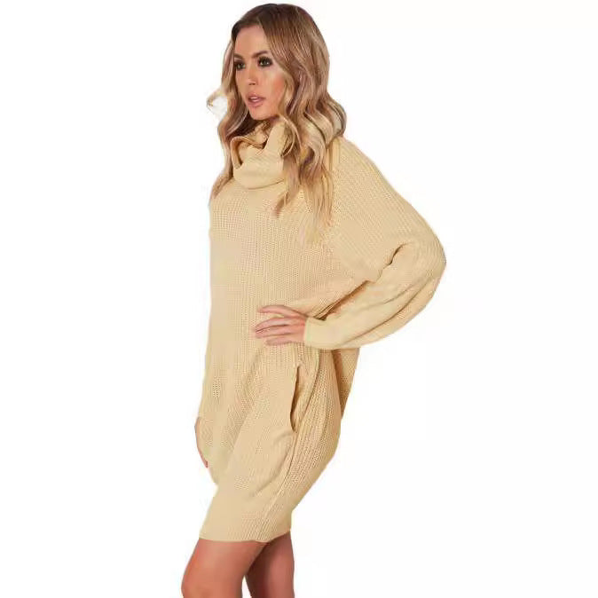 Damen Strickkleid mit weitem Kragen Drune