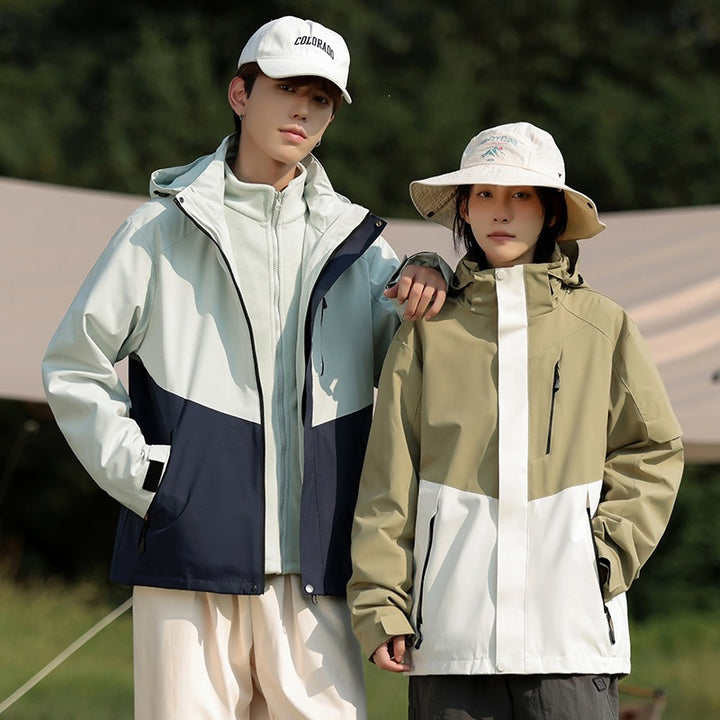 Herren Zweifarbige Wind- und Wasserabweisende Softshelljacke mit Kapuze Drune