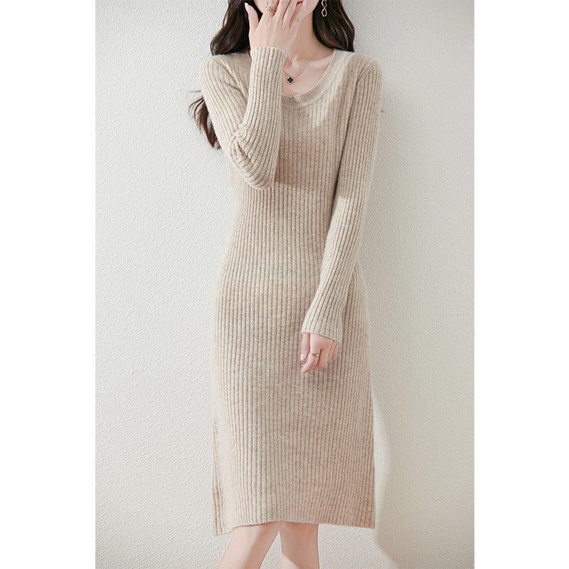 Damen Strickkleid mit feiner Rippstruktur und tailliertem Schnitt Drune