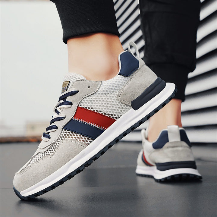 Herren Atmungsaktive Freizeit-Runner mit Mesh-Obermaterial, retro-inspiriertem Streifen-Detail und griffiger Gummilaufsohle Drune