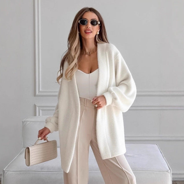 Damen Luxuriöser Wickelcardigan mit komfortablem Schnitt und Gürtel Drune