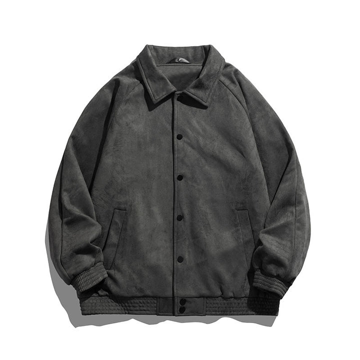 Unisex  oversized suede-effect bomber jacket with ribbed hem and snap front Drune