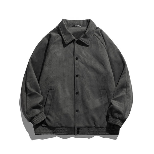 Unisex  oversized suede-effect bomber jacket with ribbed hem and snap front Drune