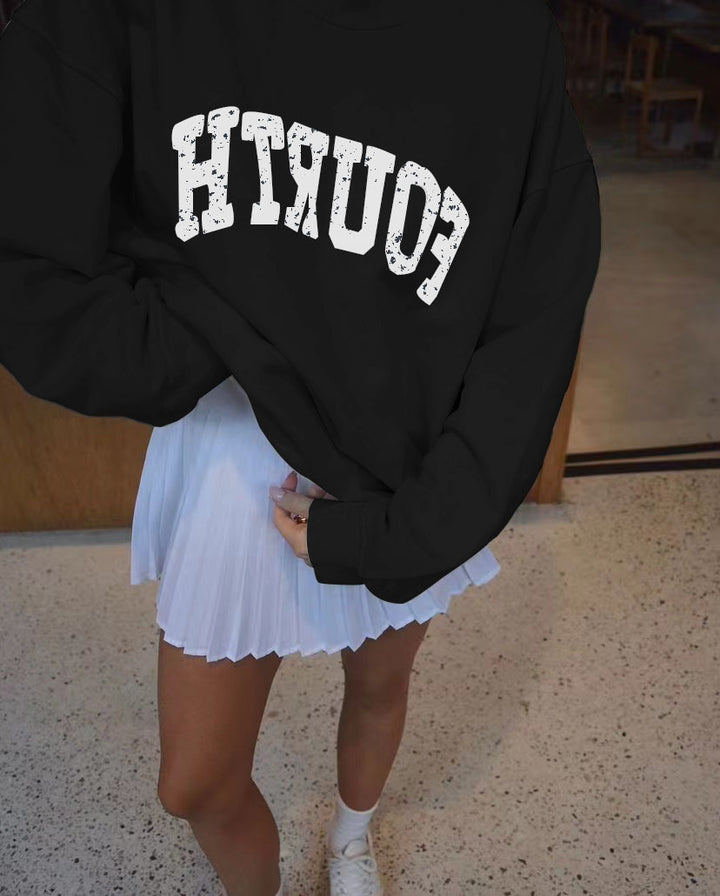 Damen Oversized Sweatshirt mit trendy Print Drune