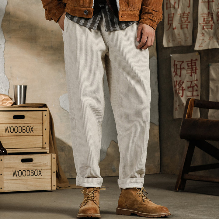 Herren Bequeme Kordhose Drune