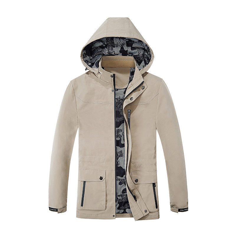 Herren leichter Fieldparka mit Kapuze camouflage-gepolsterter Innenverkleidung und Multifunktions-Taschen Drune