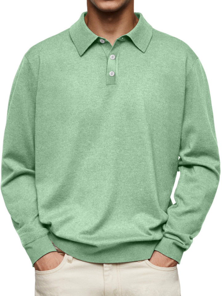 Drune | Poloshirt Relaxed Fit Lange Ärmel Weiches Strickmaterial Atmungsaktiver Stoff