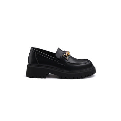 Damen Patentleder‑Plateau‑Loafer mit Goldkettchen und profilierter Lugsohle Drune