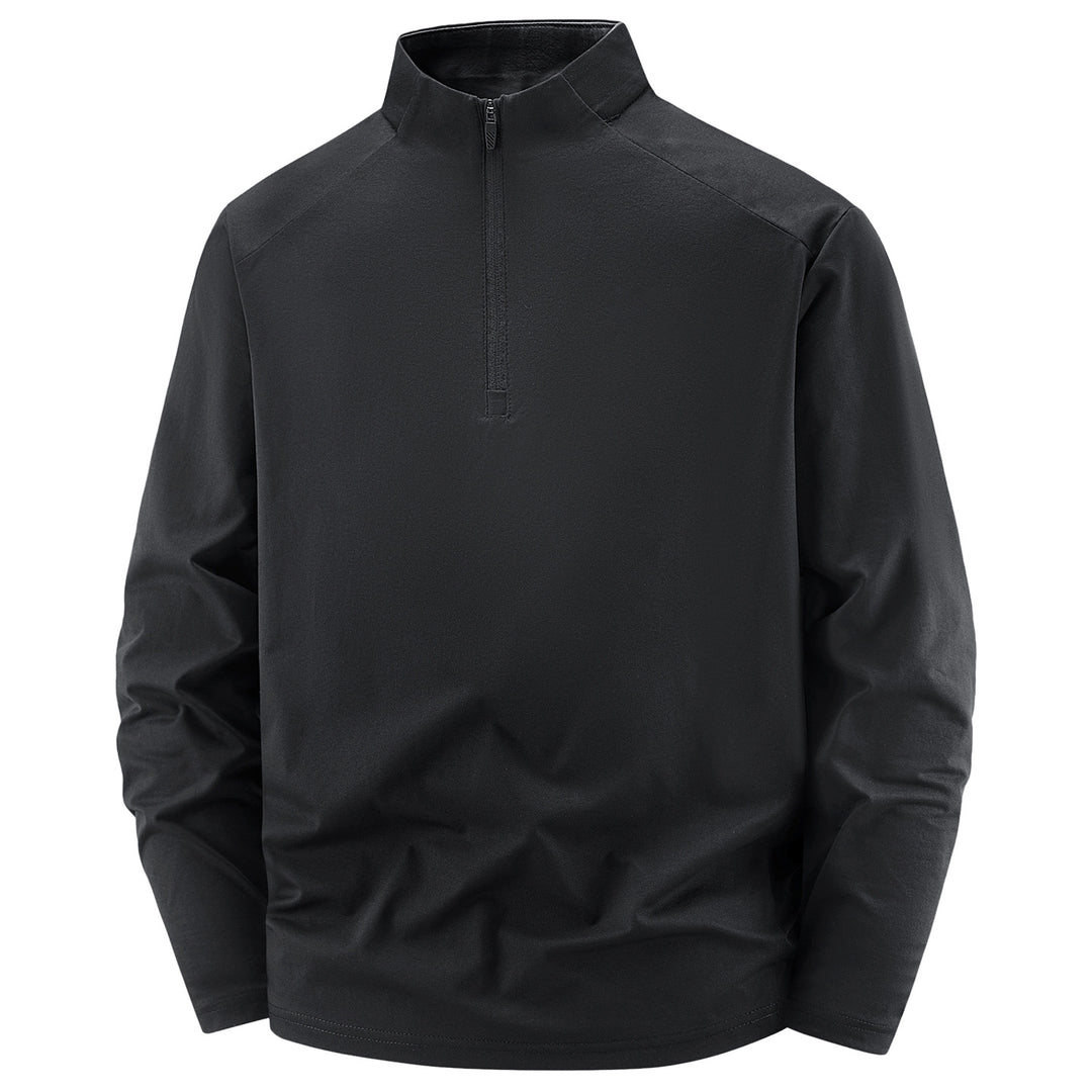 Herren Langarm-Halbreißverschluss-Performance-Pullover mit Stehkragen und technischem Stretch Drune