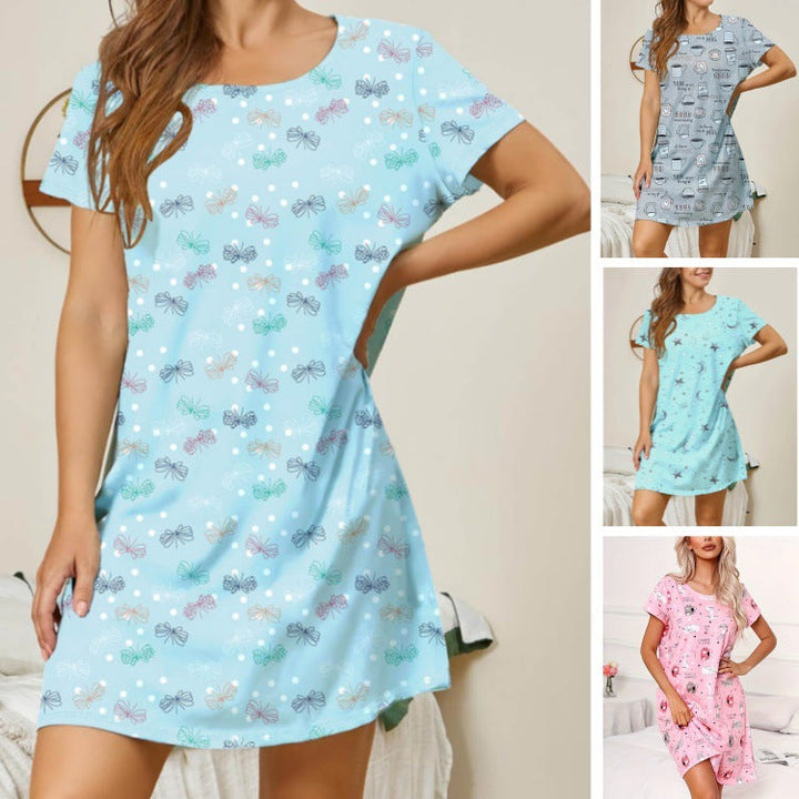 Damen lässiges Nachtkleid mit buntem Schmetterlingsmuster Drune