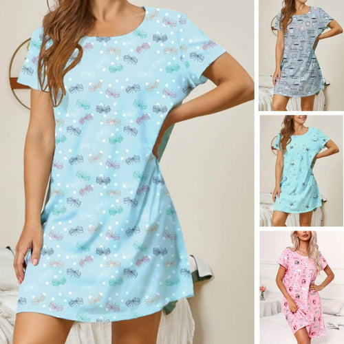 Damen lässiges Nachtkleid mit buntem Schmetterlingsmuster Drune
