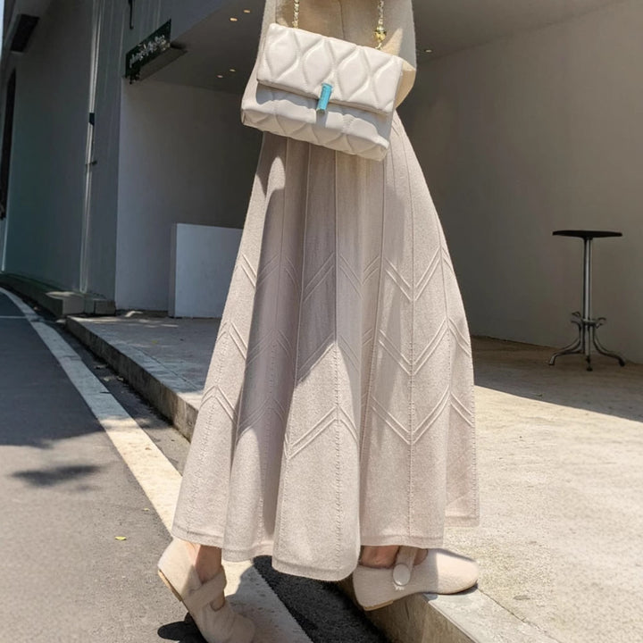 Damen Eleganter, schwingender Maxirock mit strukturiertem Design Drune