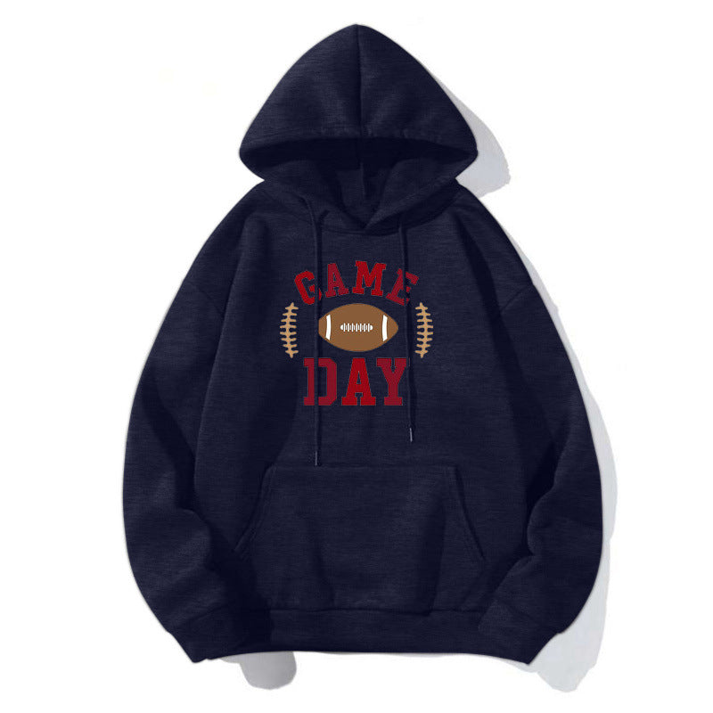 Damen Sportlicher Kapuzenpullover mit Football-Motiv Drune