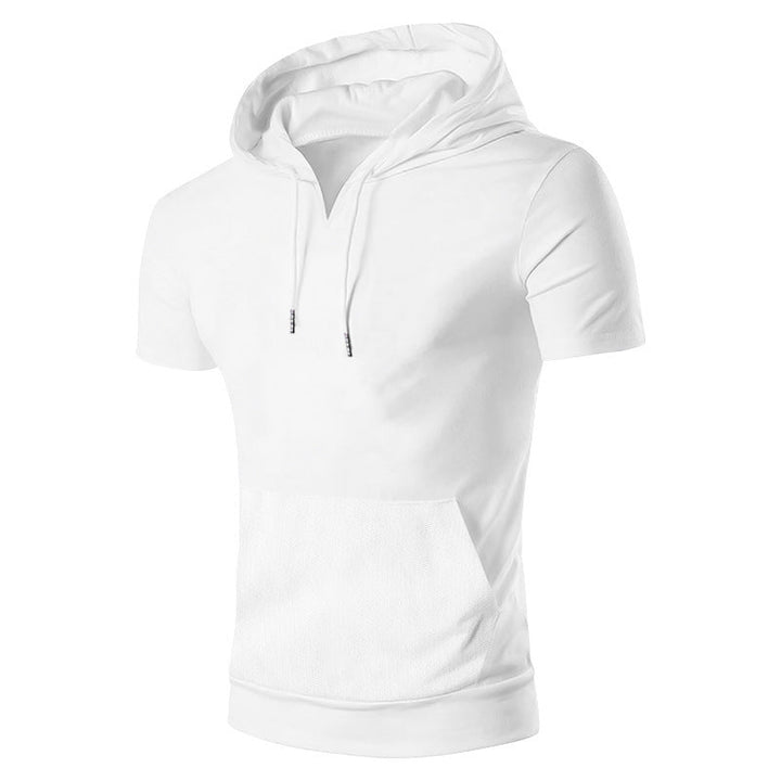 Herren lässiges Kapuzenshirt mit V-Ausschnitt und praktischer Bauchtasche Drune
