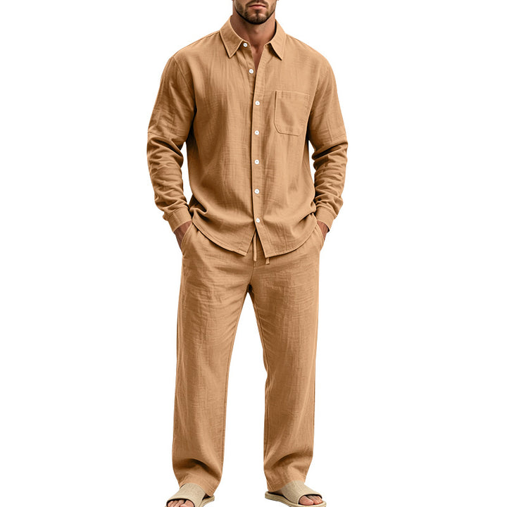 Herren entspanntes Leinen-Hemd und weite Loungewear-Hose Drune
