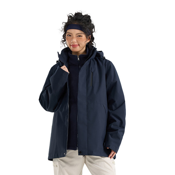 Damen Leichte wasserdichte Parka-Kapuzenjacke mit versiegelten Nähten und Kordelzug Drune
