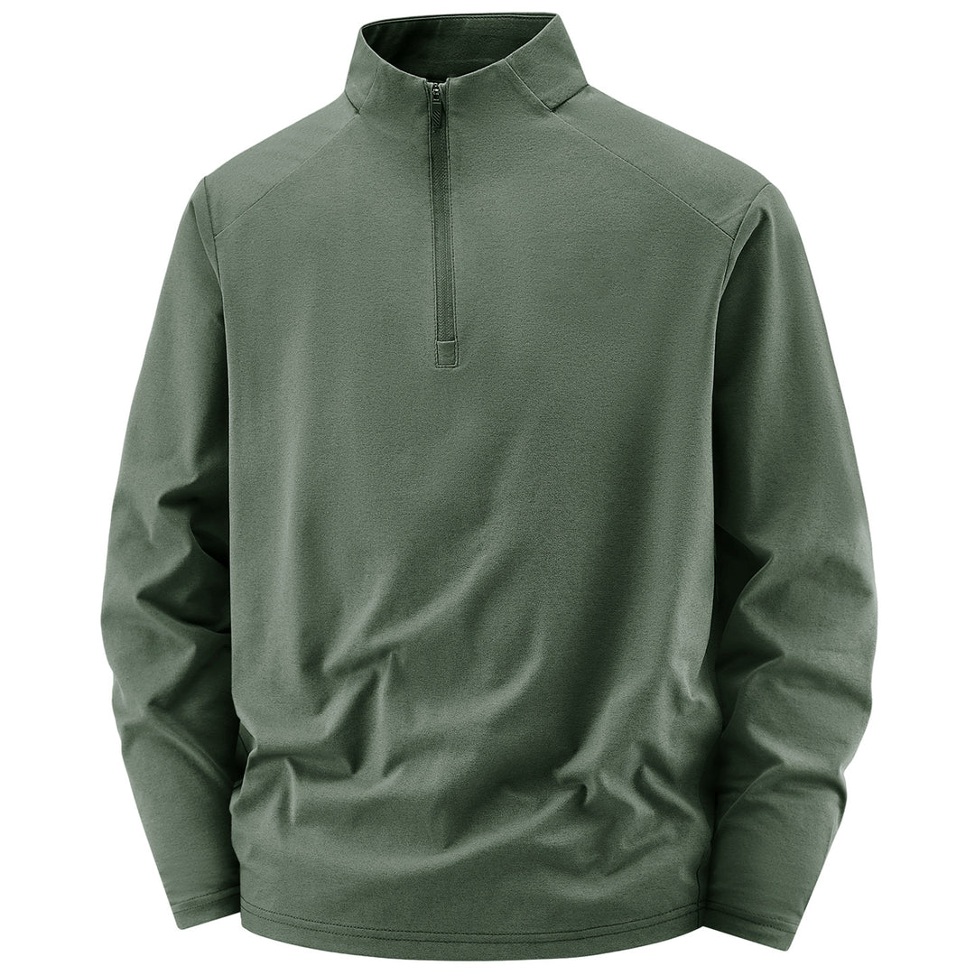 Herren Langarm-Halbreißverschluss-Performance-Pullover mit Stehkragen und technischem Stretch Drune