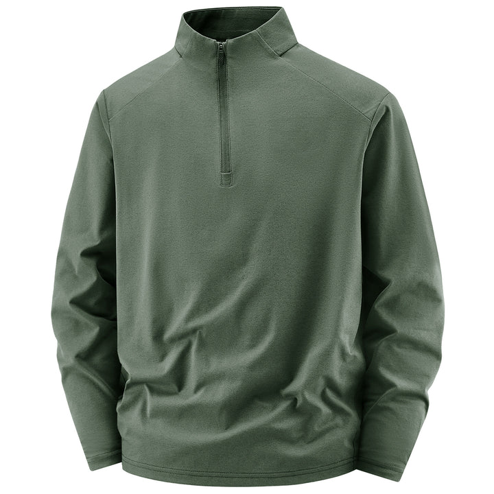 Herren Langarm-Halbreißverschluss-Performance-Pullover mit Stehkragen und technischem Stretch Drune