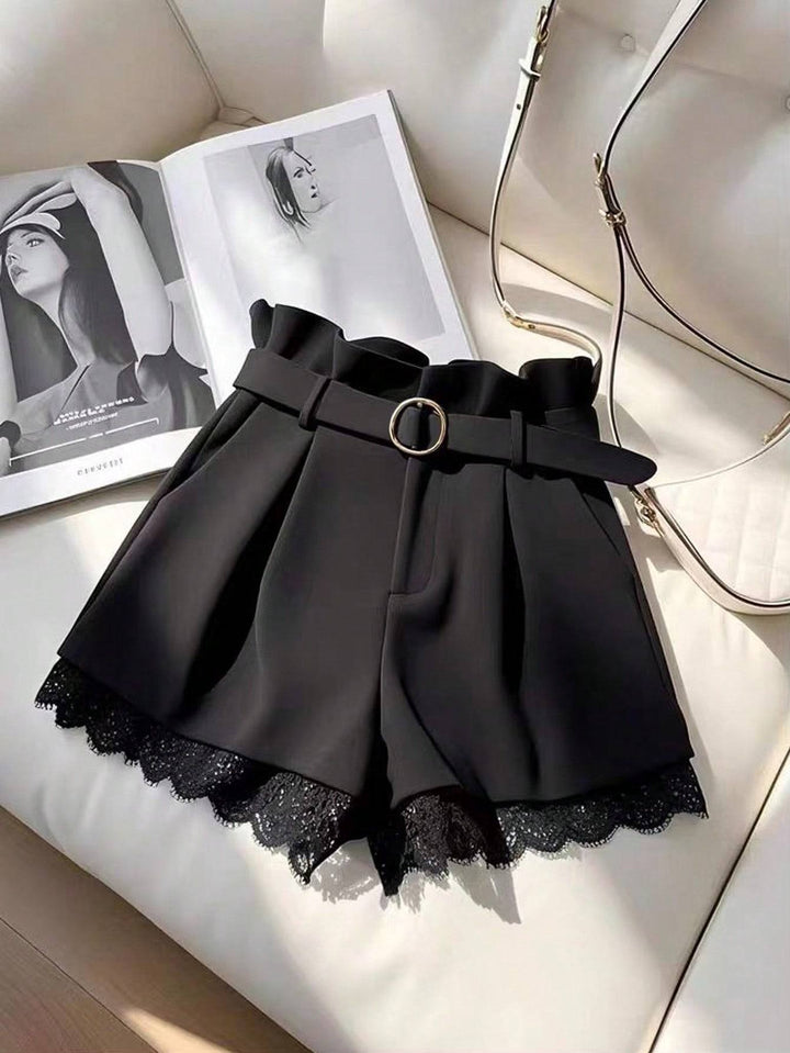 Damen Modische Shorts mit Spitzenbesatz Drune