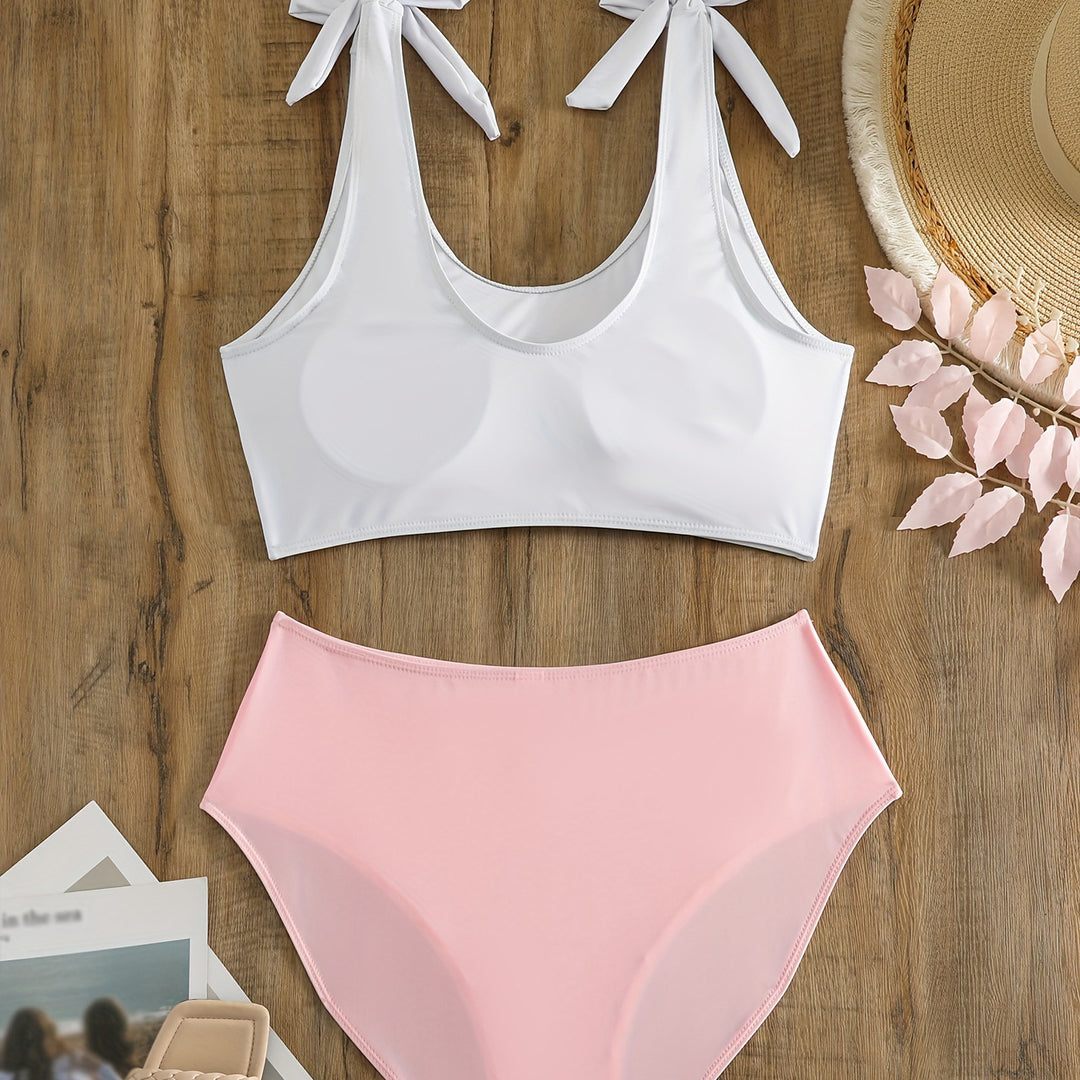 Damen Crop-Top-Bikini-Set mit verspielten Schleifen Drune