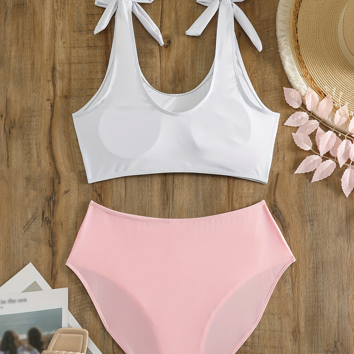 Damen Crop-Top-Bikini-Set mit verspielten Schleifen Drune
