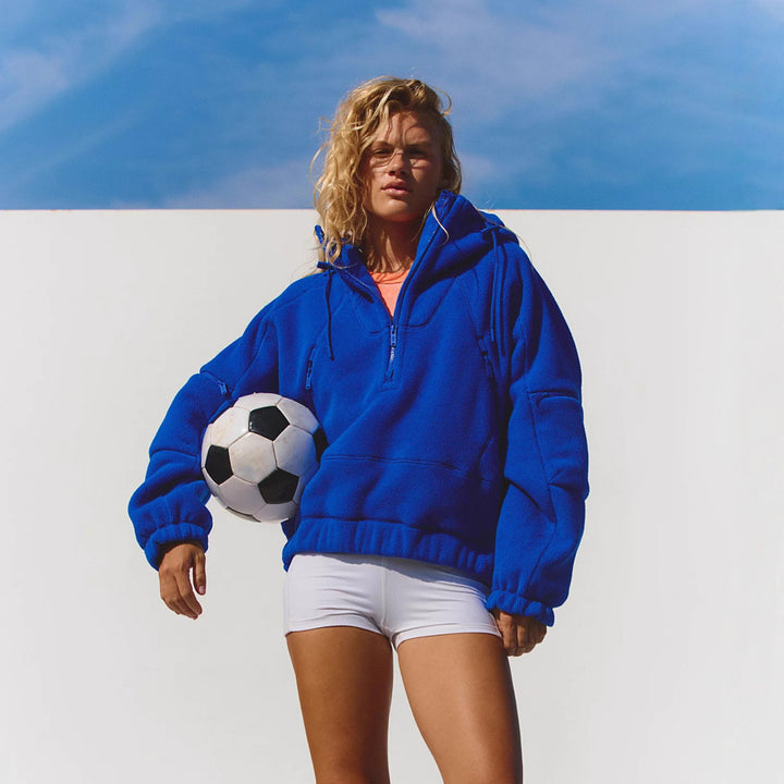 Damen Trendige Fleecejacke mit oversized Kragen Drune